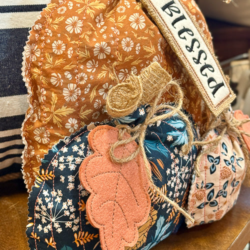 Navy Trio Pumpkin Shelf Sitter