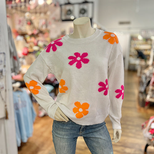 Pink & Orange Flower Sweater