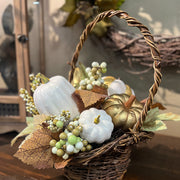 White & Gold Pumpkin Basket