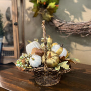 White & Gold Pumpkin Basket