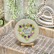 Embroidered Love You Heart of Flowers