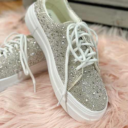 Corkys Womens Bedazzle Rhinestone Lace Up Sneakers Casual Shoes Casual 