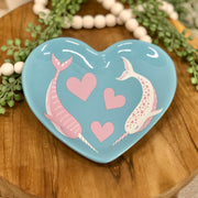 Blue Heart Shaped Narwhal Dish