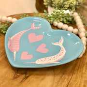 Blue Heart Shaped Narwhal Dish