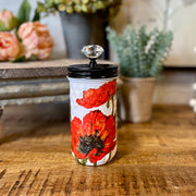 Red Poppy Decoupaged Jar