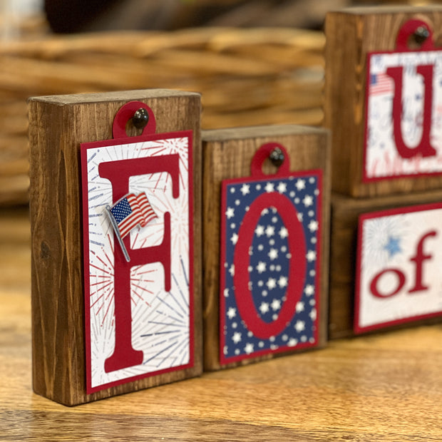 Fourth of July Themed Block Tags